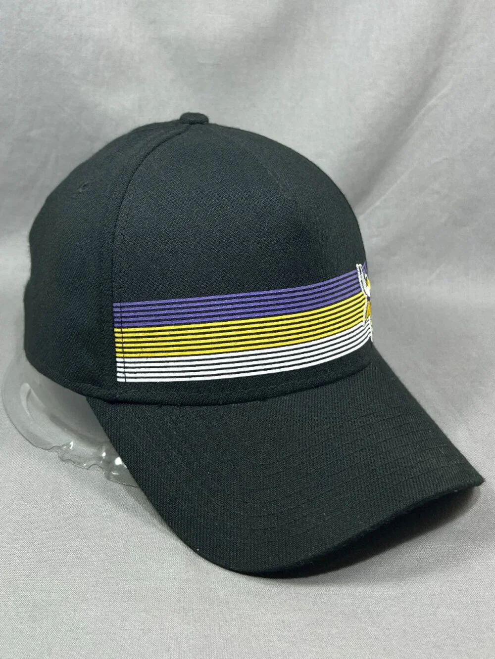 Minnesota Vikings New Era 39Thirty Flex M/L Hat Black Flawless Stripe Mens Cap
